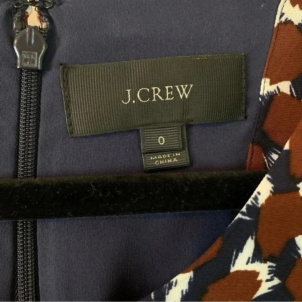 J.Crew Geometric Abstract Print Lined A-line Sleeveless High Neck Dress, size 0 - Picture 3 of 11